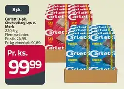 Fleggaard Carletti 3-pk. Chokopålæg Lys el. Mørk, DKK 99.99 tilbud