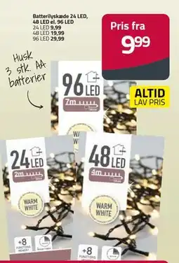 Fleggaard Batterilyskæde 24 LED, 48 LED el. 96 LED tilbud