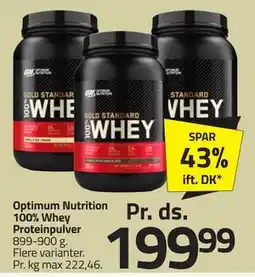 Fleggaard Optimum Nutrition 100% Whey Proteinpulver, DKK 199.99 tilbud