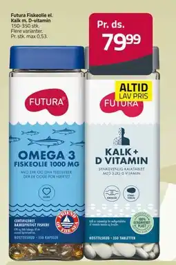 Fleggaard Futura Fiskeolie el. Kalk m. D-vitamin, DKK 79.99 tilbud