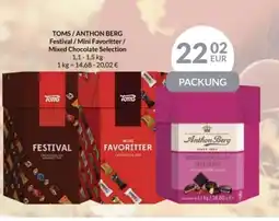 Nielsen's Discount Toms/anthon berg festival/mini favoritter/ mixed chocolate selection tilbud