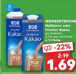 Kaufland DE WEIHENSTEPHAN Haltbarer oder frischer Kakao tilbud