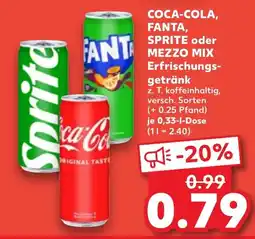 Kaufland DE COCA-COLA, FANTA, SPRITE oder MEZZO MIX Erfrischungs- getränk tilbud