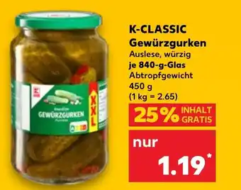 Kaufland DE K-CLASSIC Gewürzgurken tilbud