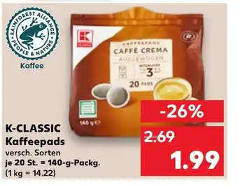 Kaufland DE K-CLASSIC Kaffeepads tilbud