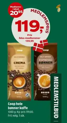 Coop 365 Coop hele bønner kaffe tilbud