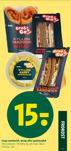 Coop 365 Coop sandwich, wrap eller pastasalat tilbud