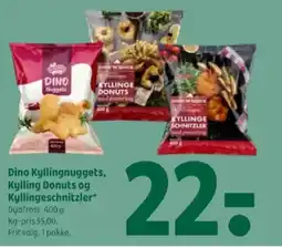 Coop 365 Dino Kyllingnuggets, Kylling Donuts og Kyllingeschnitzler tilbud