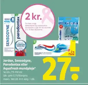 Coop 365 Jordan, Sensodyne, Parodontax eller Aquafresh mundpleje tilbud