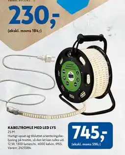 Davidsen KABELTROMLE MED LED LYS, DKK 745 tilbud