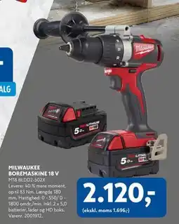 Davidsen MILWAUKEE BOREMASKINE 18 V, DKK 2120 tilbud