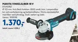 Davidsen MAKITA VINKELSLIBER 18 V, DKK 1370 tilbud