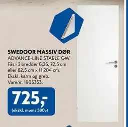 Davidsen SWEDOOR MASSIV DØR, DKK 725 tilbud