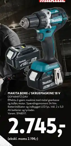 Davidsen MAKITA BORE-/ SKRUEMASKINE 18 V, DKK 2745 tilbud