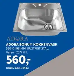 Davidsen ADORA BONUM KØKKENVASK, DKK 560 tilbud