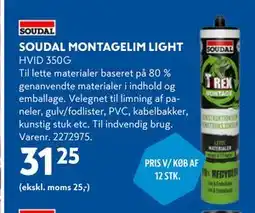 Davidsen SOUDAL MONTAGELIM LIGHT, DKK 31.25 tilbud
