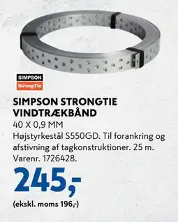 Davidsen SIMPSON STRONGTIE VINDTRÆKBÅND, DKK 245 tilbud