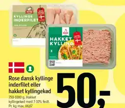 Føtex Rose dansk kyllinge inderfilet eller hakket kyllingekød tilbud