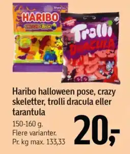 Føtex HARIBO halloween pose, crazy skeletter, trolli dracula eller tarantula tilbud