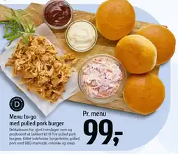 Føtex Menu to-go med pulled pork burger tilbud