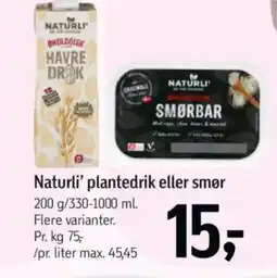 Føtex Naturli' plantedrik eller smør tilbud