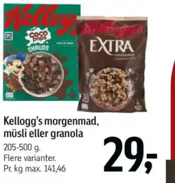 Føtex Kellogg's morgenmad, müsli eller granola tilbud