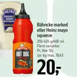 Føtex Bähncke marked eller Heinz mayo squeeze tilbud