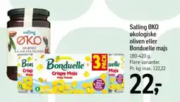 Føtex Salling økologiske oliven eller Bonduelle majs tilbud