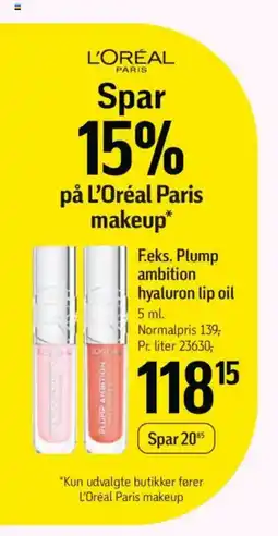 Føtex L'ORÉAL F.eks. Plump ambition hyaluron lip oil tilbud
