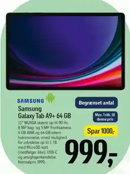 Føtex SAMSUNG Galaxy Tab A9+ 64 GB tilbud