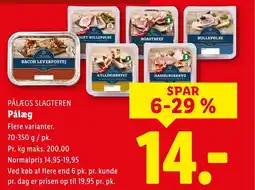 Lidl PÅLÆGS SLAGTEREN Pålæg tilbud
