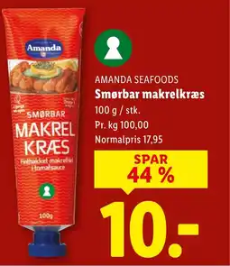 Lidl Amanda Seafoods Smørbar makrelkræs tilbud