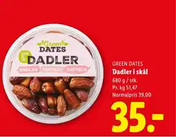 Lidl GREEN DATES Dadler i skål tilbud