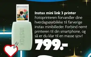 Fætter BR Instax mini link 3 printer, DKK 799 tilbud