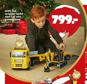 Fætter BR MAN TGA lavlæsser lastbil med CAT mini gravemaskine, DKK 799 tilbud