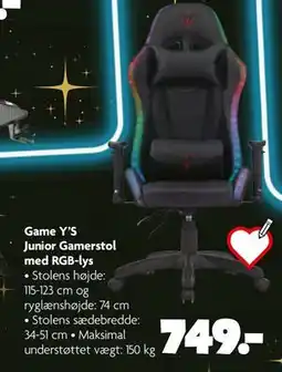 Fætter BR Game Y’S Junior Gamerstol med RGB-lys, DKK 749 tilbud
