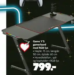 Fætter BR Game Y’S gamerbord med RGB-lys, DKK 799 tilbud