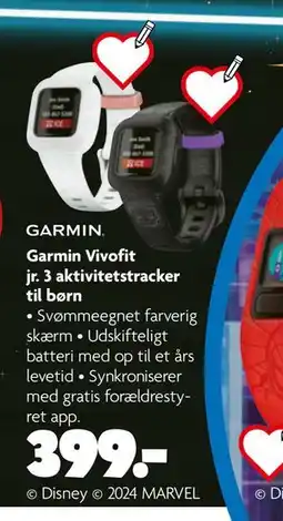 Fætter BR Garmin Vivofit jr. 3 aktivitetstracker til børn, DKK 399 tilbud