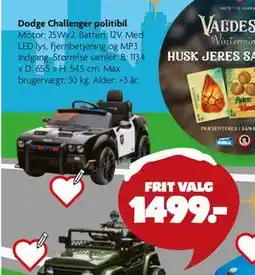 Fætter BR Dodge Challenger politibil, DKK 1499 tilbud