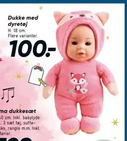 Bilka Dukke med dyretøj, DKK 100 tilbud