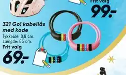 Bilka 321 Go! kabellås med kode, DKK 69 tilbud