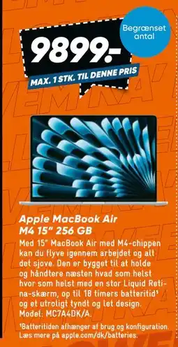Bilka Apple MacBook Air M4 15” 256 GB, DKK 9899 tilbud