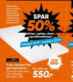 Bilka Nordisk Fjer gel topmadras, DKK 550 tilbud