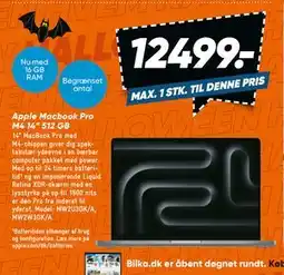 Bilka Apple Macbook Pro M4 14” 512 GB, DKK 12499 tilbud