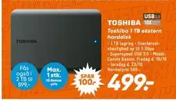 Bilka Toshiba 1 TB ekstern harddisk tilbud