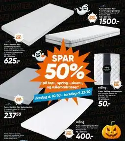 Bilka SPAR 50% på top-, spring-, skum-, og rullemadrasser tilbud