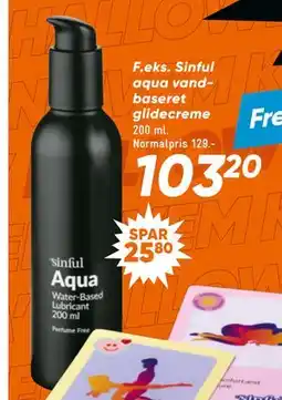 Bilka Sinful aqua vandbaseret glidecreme, DKK 103.2 tilbud