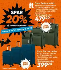 Bilka SPAR 20% på softcase kufferter tilbud