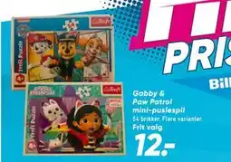 Bilka Gabby & Paw Patrol mini-puslespil, DKK 12 tilbud