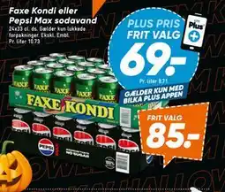 Bilka Faxe Kondi eller Pepsi Max sodavand, DKK 85, App-pris tilbud